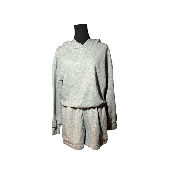 Free People Movement Pants - NWOT Free People Movement Hot Shot Hooded Romper Grey Open Back Sweatshirt XS